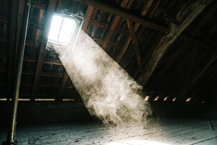 light streaming in through attic window